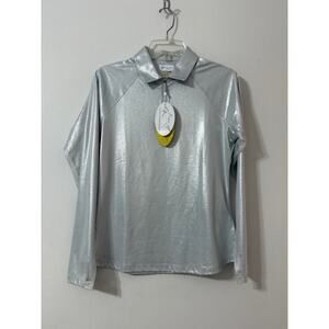 NWT Greg Norman Women's Solar XP Foil 1/4 Zip Long-Sleeve - Silver - Size M